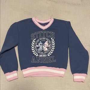 Stitch Angel Kids Blue and Pink Crop Crew